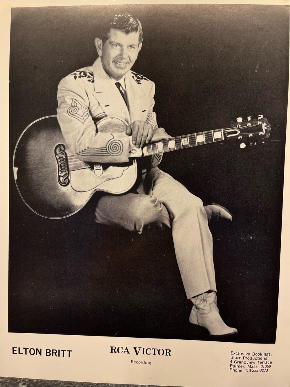 Rare Elton Britt 8x10 B&W Photo Print Poster Unsigned